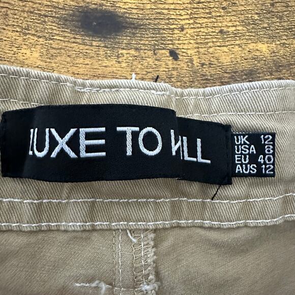 Luxe to kill cargo pants women's size US 8 tan khaki streetwear baggy 90's style - Picture 8 of 10